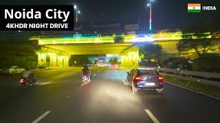 Driving in Noida City | Noida-Greater Noida Expressway | 4KHDR Night Drive 