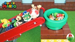 マリオ おもちゃ バラバラになったフィギュアが土管に入って完成！マリオとクッパが合体Super Mario Toys