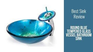 Bathroom Sink Review - Round Blue Tempered Glass Vessel Bathroom Sink