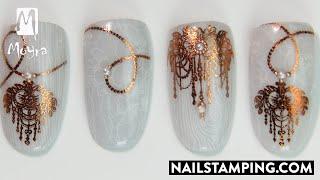 Jewelry nail art with dazzling nail foil (nailstamping.com)