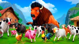 Giant Monster Bison Rampage: Farm Yard Heroes Unite for a Wild Adventure!