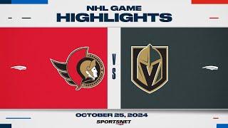 NHL Highlights | Senators vs. Golden Knights - October 25, 2024