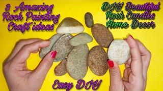 3 AMAZING ROCK CRAFT IDEAS | DIY  3 Beautiful Rock Candle | UNBELIEVABLE ROCK STONE HOME DECOR IDEAS