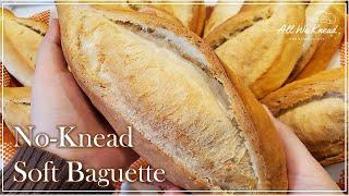 FAST No-Knead Easiest Soft Baguette Recipe EVER! Banh Mi Sandwich Bread - Folding Method