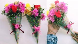 Flower Bouquet Making With Fresh Flower|DIY Cheap Craft  idea