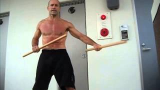 Okinawa Ryuibukan Academy: chest-abdomen conditioning with stick