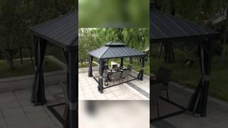 Watch this  Sunjoy 10x10 Aluminum Frame Gazebo for Outdoor Living Space #shorts #backyard #gazebo