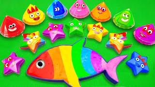 Making Rainbow Fish Bathtub with Mixing SLIME Color in Dirty Diamond Shapes! Satisfying ASMR Videos