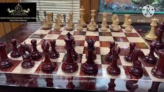 Exquisite craftsmanship of Luxury chesss table in Rosewood with chess pieces- The Chess Empire.