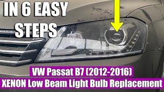 How to change replace Volkswagen Passat B7 B8 2012-2023 Low Beam Dipped Light HID Xenon Light Bulb