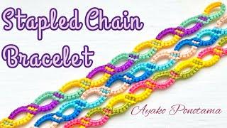 !Step by step! How to make a Stapled Chain Bracelet- 3 color-!!Quick and fun!!