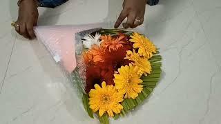 Natural flower bouquet ||how to make  flowers arrenge step by step||Bouquet gift easy idea at home