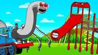 THE EXTRA SLIDE VS CURSED THOMAS THE TRAIN.EXE! (Horror Cartoon Animation)