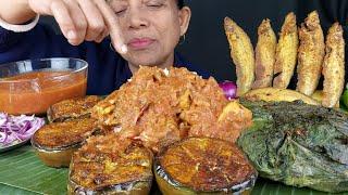 ASMR FISH FRY , EGGPLANT FRY , PATURI , FOOD EATING SHOW