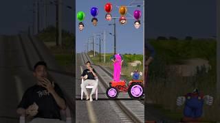 Funny cute dancing pinky aunty vs tractor stop the high-speed train #shortsfeed #trendingshorts