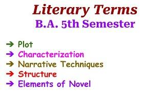 Literary Terms BA 5th Semester Plot/Characterization/Narrative Techniques/Structure/Fiction 2 Paper