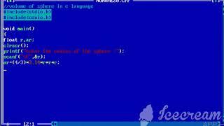 volume of sphere in c language