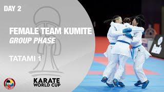 KARATE WORLD CUP: Day 2 - Female Team Kumite - Group Phase - Tatami 1 | WORLD KARATE FEDERATION