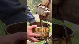 Gold prospector cleans his gold! 