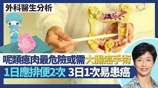 大腸癌治療｜大腸鏡切瘜肉已可完成治療 唯獨擔心有一類瘜肉或要做手術？類固醇係手術剋星 1%滲漏風險急升至逾50%！1日排便2次先正常 3日1次較易患癌？｜王建芳醫生 外科醫生楊丕祥醫生｜人類健康研究所