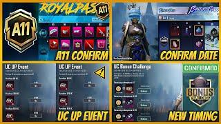 A11 ROYAL PASS 1to100 rp Rewards | Bonus Uc up Event Date BGMI | Bonus Challenge Release Date