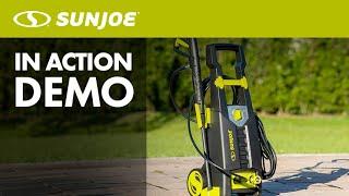 Sun Joe SPX2700-MAX Electric Pressure Washer with Included Utility and Rim Brushes - In Action Demo