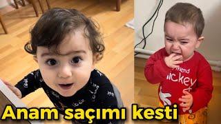 BEBEKLERİN SAÇI AĞLATMADAN KESİLİR Mİ ? MİNTİK İLE MUSTAFA GÜNLÜK VLOG