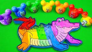 Making Rainbow Crocodile Bathtub by Mix SLIME in Rainbow Bear CLAY Coloring! Satisfying ASMR Videos