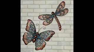 Summer Beauties Indoor Outdoor Butterfly and Dragonfly Exclusive Metal Wall Art Set