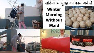 Indian Mom Busy Winter Morning Routine without Maid || Special Til, moongfali Laddu Recipe