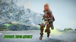 SKYRIM SE, FIGHTING POWERFUL MONK USING ABYSSAL TIDES MAGIC!