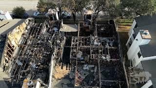 11-16-2024 Fort Worth, TX - Daytime drone video of 2 alarm apartment fire damage