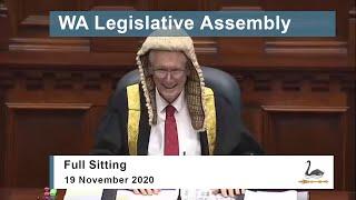 WA Legislative Assembly Full Sitting - 19 November 2020