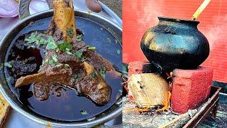 मिट्टी की बड़ी मटकी में चूल्हे पर बना 3KG बकरे का मटन Udaipur का HANDI MUTTON | ￼udaipur food tour