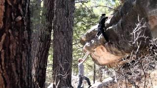 Melodie Chu on V2 on Wife Beater Boulder, Priest Draw AZ