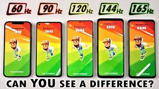 [Slow Motion] 165Hz vs 144Hz vs 120Hz vs 90Hz vs 60Hz - Smartphone Screen Refresh Rate Comparison