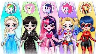 Elsa, Draculaura & Ladybug Get MLP Equestria Girls Fashion | Paper Dolls & Crafts