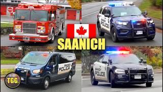 [Saanich] Fire Truck & Police Cars With RUMBLER Siren!