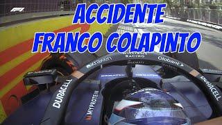 Accidente de Franco Colapinto en los Libres 1 de Bakú - Azerbaiyán F1