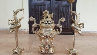 Hoàn thành xong cho Gđ chú Nam ở ý yên nam định 1 bộ đỉnh tam sự 50 rồng nổi đúc thủ công liền khối.