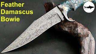 Forging a Feather Damascus Bowie Knife - The Complete Video