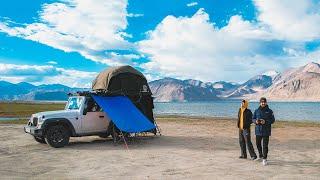 COUPLE Camping in PANGONG LADAKH [Nature ASMR, Lakeside Cooking & Unwinding in our Cozy Tent]