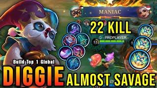 Almost SAVAGE!! Midlane Diggie is Deadly, Insane 22 Kills!! - Build Top 1 Global Diggie ~ MLBB