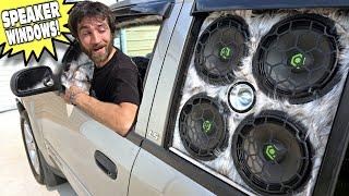 Installing Car Speakers IN THE WINDOW w/ Custom Sealed BOX | How To Build & Install MINI Stunt Wall!