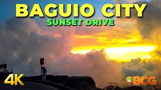 Baguio City Sunset Drive | 4K Drive in Baguio City During Sunset