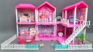 8 Minutes Satisfying with Unboxing Cute Pink Barbie Doll House Play Set ASMR | Review Toys