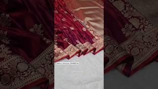 ️ Cross Maroon Banarasi Mashru Silk Saree | Gold Zari Floral Weaves | Resham Peharavas 🫶