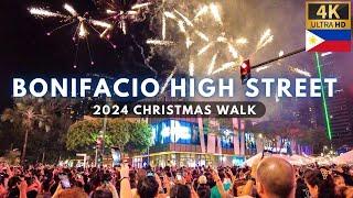 BONIFACIO HIGH STREET Saturday Night | BGC Christmas Walk [4K] Philippines - November 2024