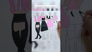 blackpink group drawing//#art #satisfying #blackpink #ytshort #shorts