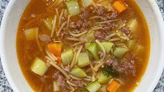 SOPA DE FIDEOS CON CARNE MOLIDA Y VERDURAS | ALE DE NAVA